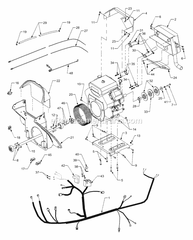 Driveshaft And Engine Connections Diagram and Parts List for GT3235 14A-692-710 Cub Cadet Lawn Tractor